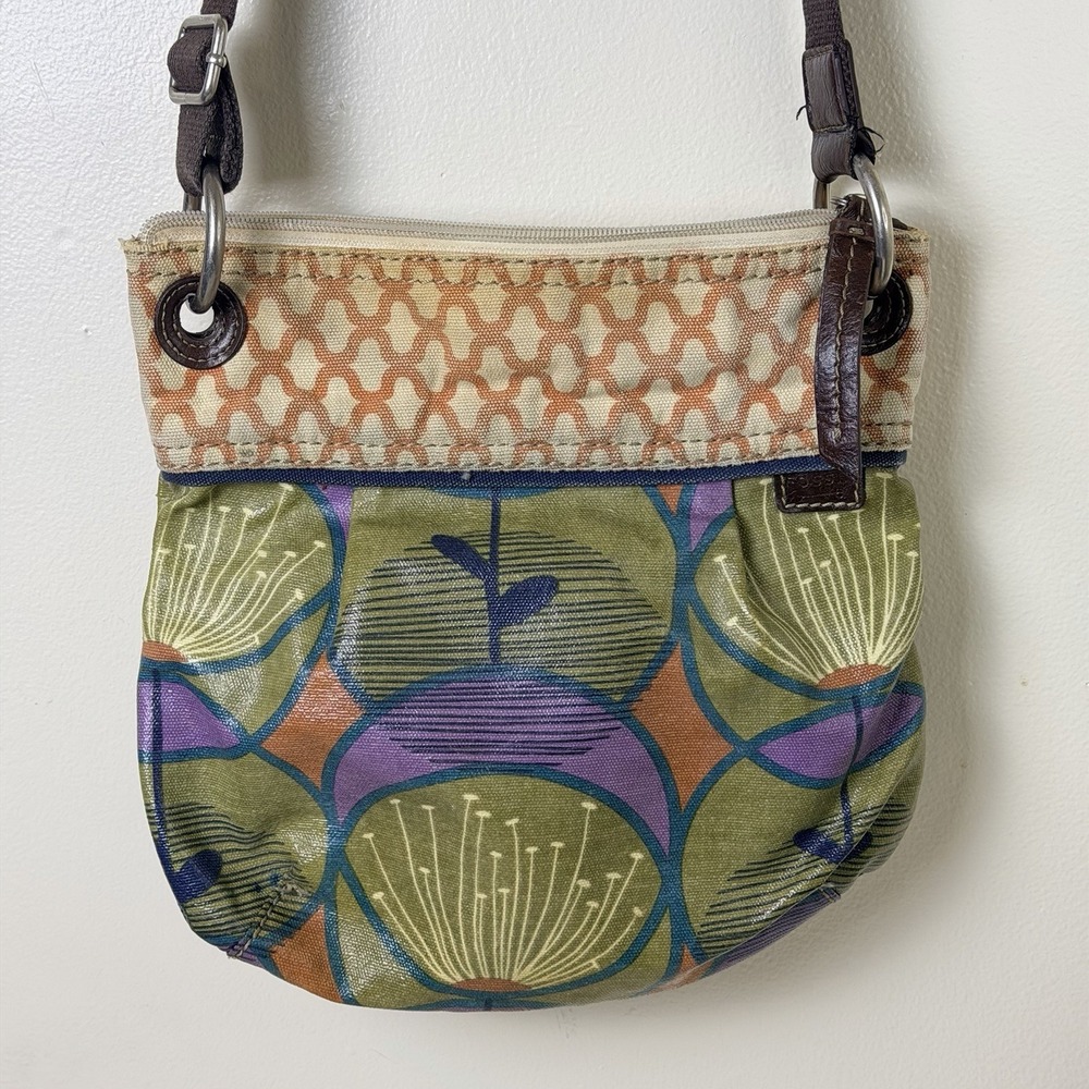 Vintage Fossil Key-Per Floral Crossbody Bag Purse Adjustable Strap